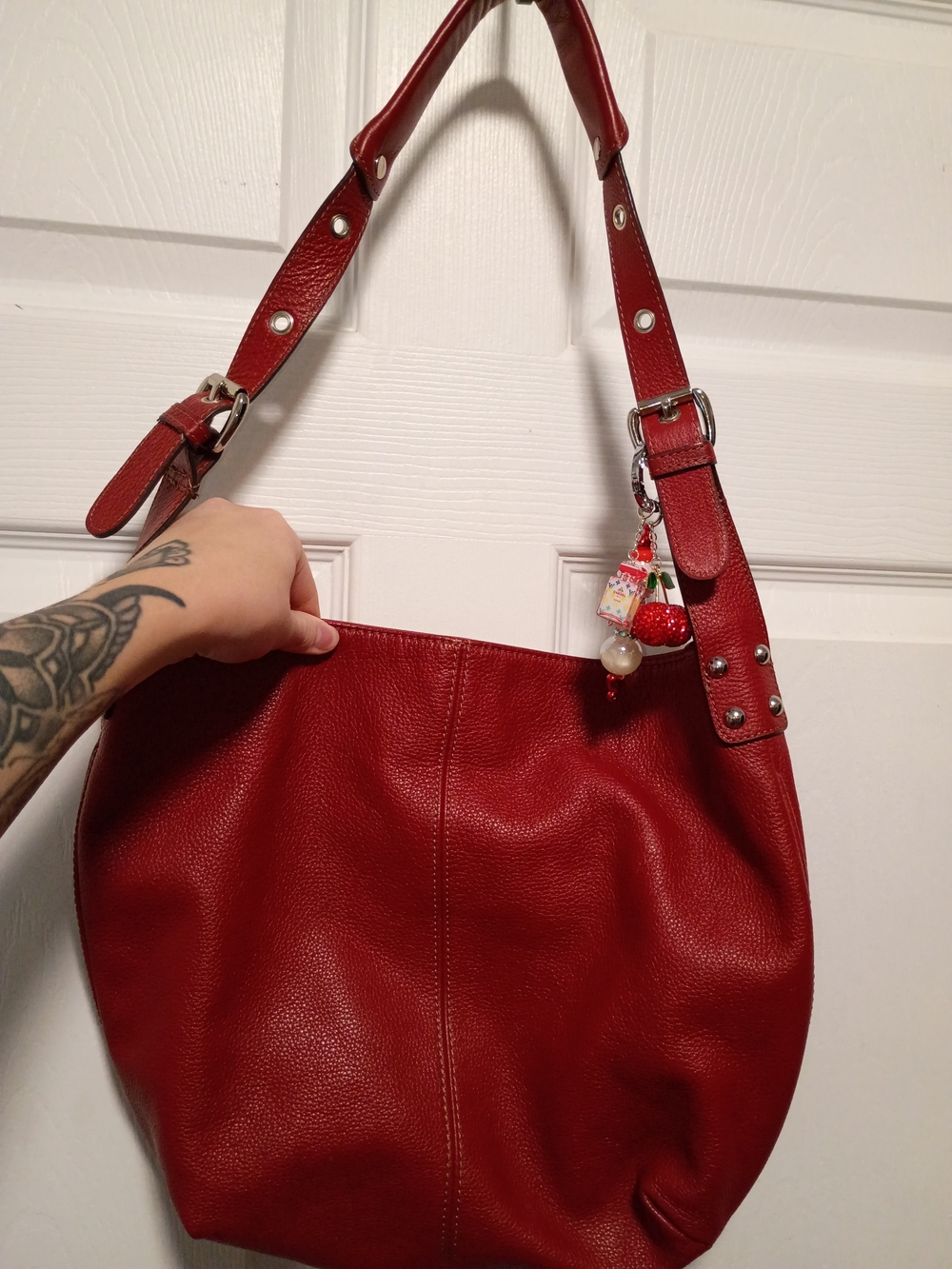 Tignanello Red Leather Shoulder Bag -